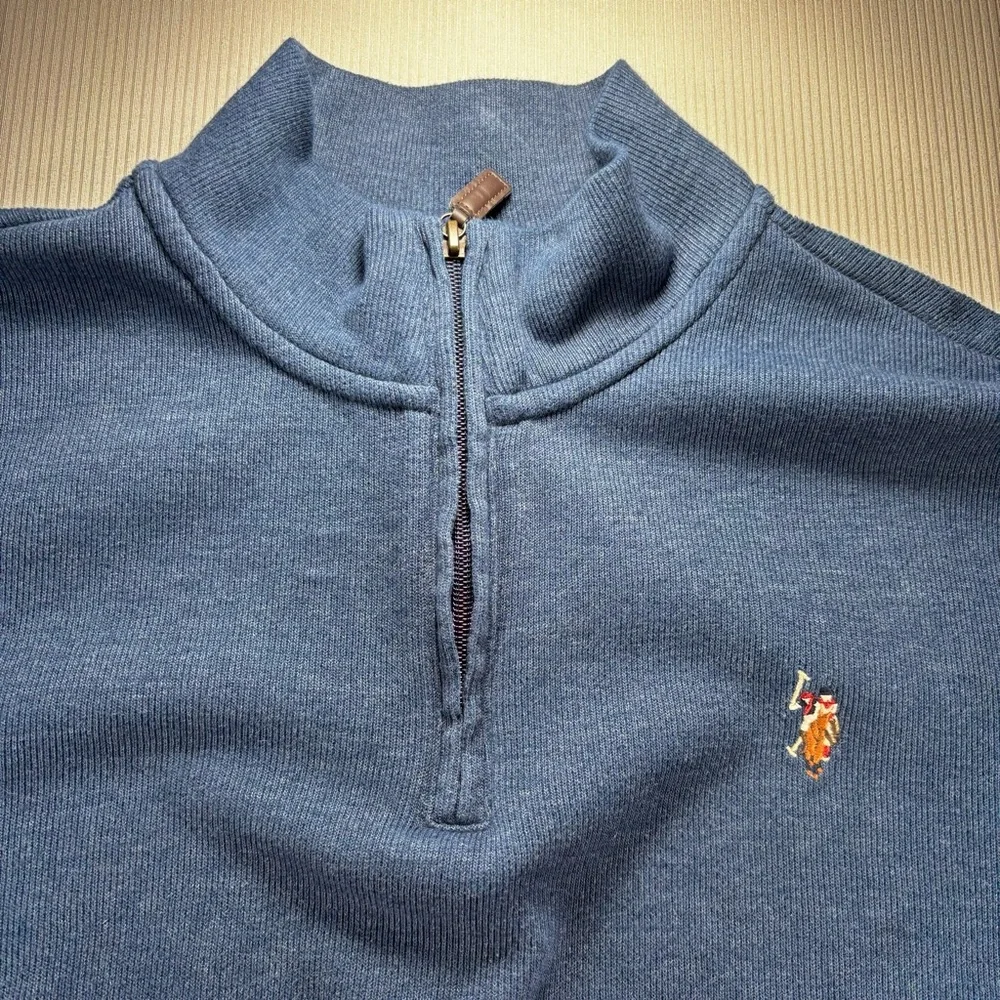 Polo‎ Ralph Lauren Estate Ribbed 1/4 Zip Blue Pullover Size Large